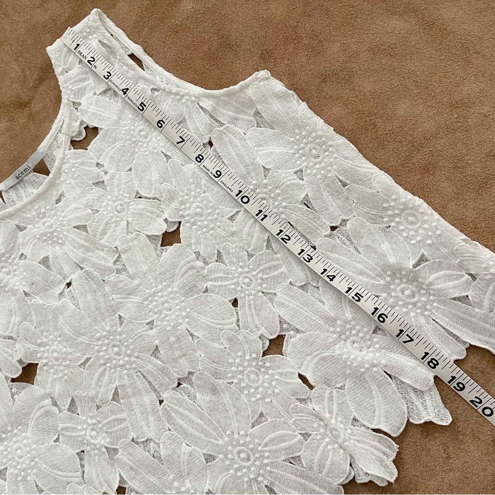 Acemi Top Sleeveless White Floral Cut Lace Size M - Picture 9 of 12